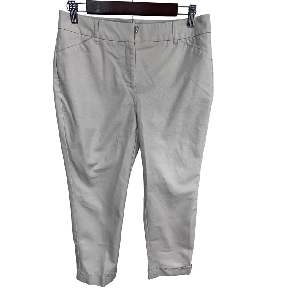 Chico's‎ 0 Beige Crop Pants Women's So Slimming Stretch Chino Workwear Trouser